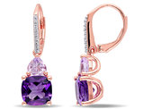 3.50 Carat (ctw) Amethyst and Rose De France LeverBack Earrings in Pink Plated Sterling Silver
